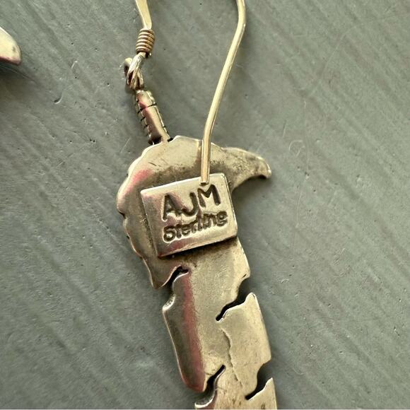 AJM Navajo Sterling Silver Eagle Feather Earrings - Picture 5 of 6